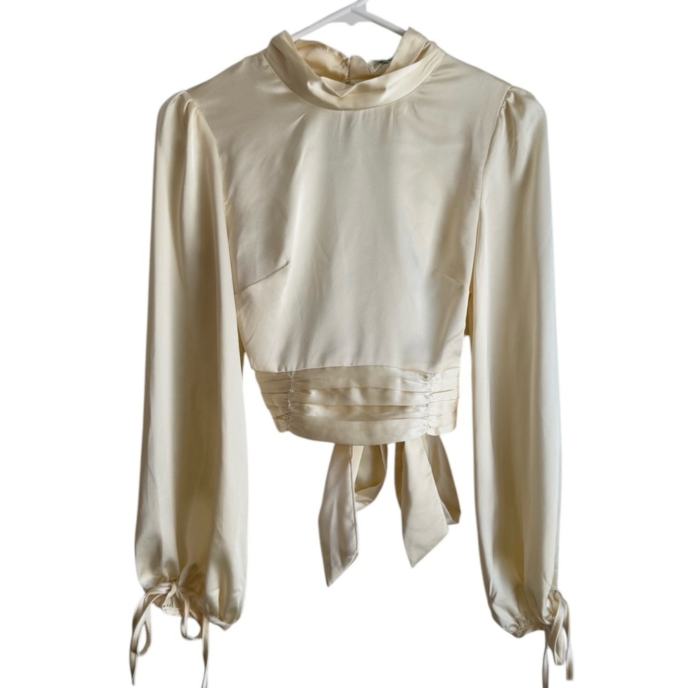 Elegant Cream Long Sleeve Women's Top